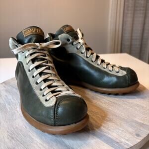 Camper Pelotas Ariel High Top Leather Sneakers Green Made In Spain EU 39 US 6